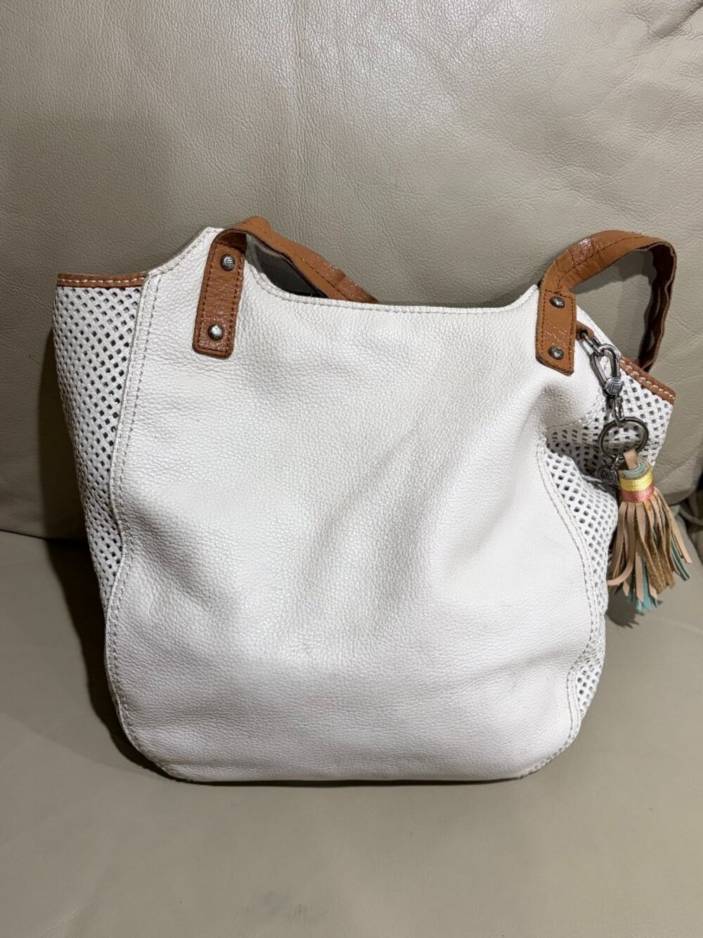 The Sak "Happy & Free" white leather tote (Preowned)